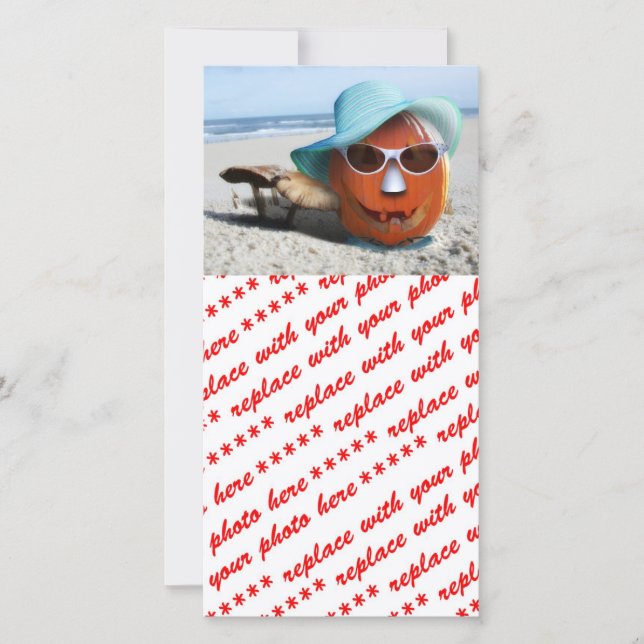 Pumpkin At The Beach Holiday Card (Front)