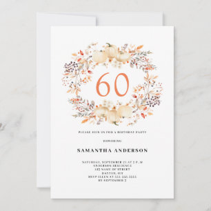 Pumpkin Autumn 60th Birthday Party Invitation