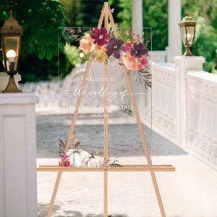 Pumpkin Autumn Acrylic Wedding Welcome Sign