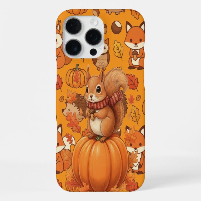 Pumpkin Autumn and The Squirrel iPhone Case (Back)