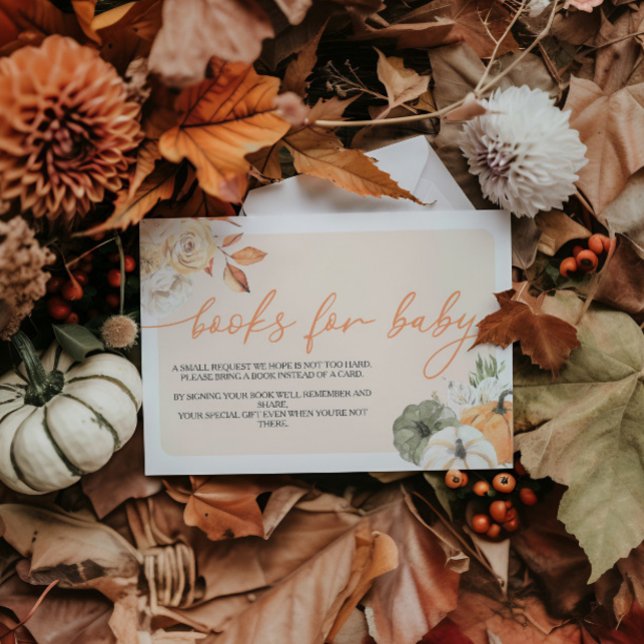 Pumpkin Autumn Baby Shower Books For Baby Enclosure Card (Creator Uploaded)