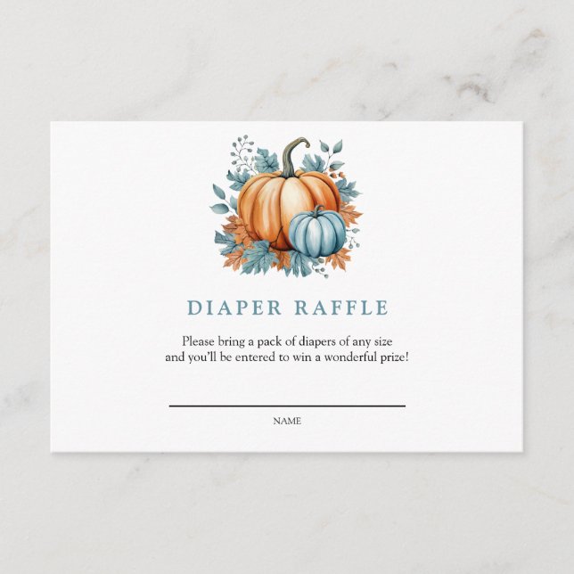 Pumpkin Autumn Baby Shower | Diaper Raffle Enclosure Card (Front)