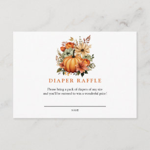 Pumpkin Autumn Baby Shower   Diaper Raffle Enclosure Card