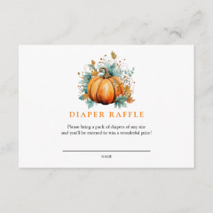 Pumpkin Autumn Baby Shower   Diaper Raffle Enclosure Card