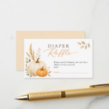 Pumpkin Autumn Baby Shower Diaper Raffle Tickets