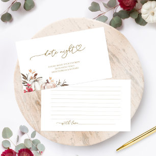 Pumpkin Autumn Bridal Shower Date Night Card
