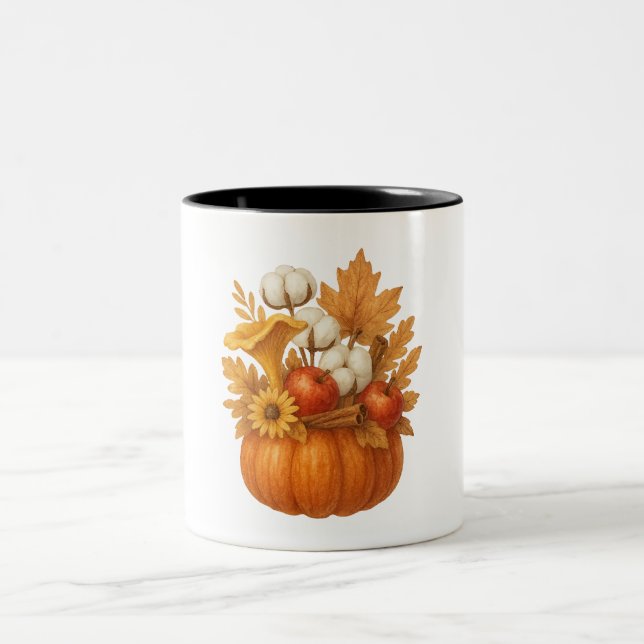 Pumpkin autumn composition watercolor coffee mug (Center)