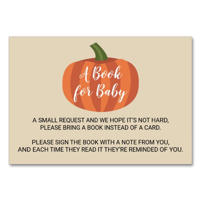 Pumpkin Autumn Fall Baby Shower Book For Baby Card (Front)