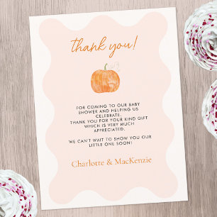 Pumpkin Autumn Fall Baby Shower Thank You Postcard