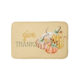Pumpkin Autumn Fall Gold Sage Brown Bath Mat