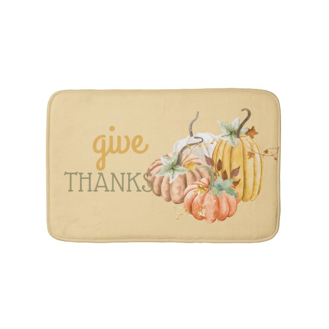 Pumpkin Autumn Fall Gold Sage Brown Bath Mat (Front)