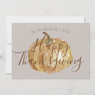 Pumpkin autumn fall leaves happy thanksgiving  holiday card