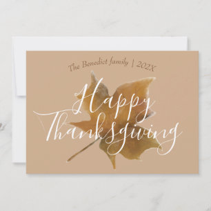 Pumpkin autumn fall leaves happy thanksgiving holiday card