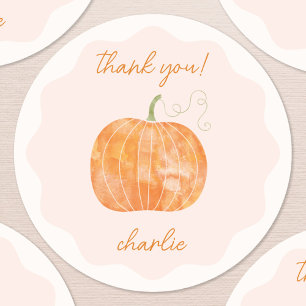 Pumpkin Autumn Fall Thank You Personalised Classic Round Sticker