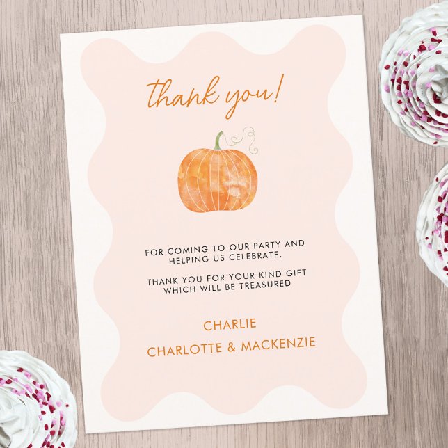 Pumpkin Autumn Fall Thank You Postcard (Cute pumpkin personalized autumn fall themed thank you postcard)