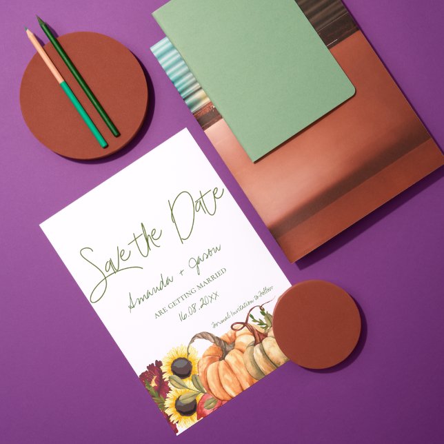 Pumpkin Autumn Floral Fall Wedding Save The Date (Pumpkin Autumn Floral Fall Wedding Save The Date Invitation)