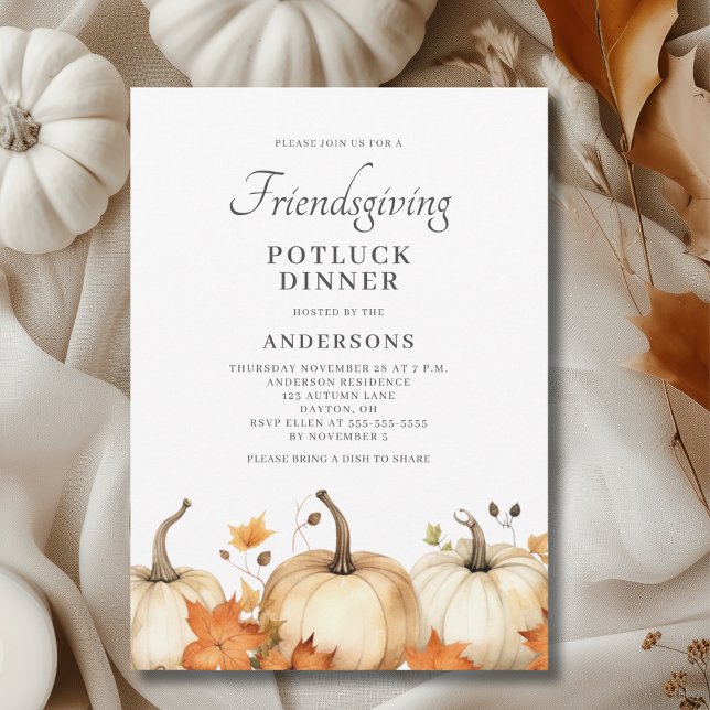 Pumpkin Autumn Friendsgiving Potluck Thanksgiving  Invitation (Creator Uploaded)