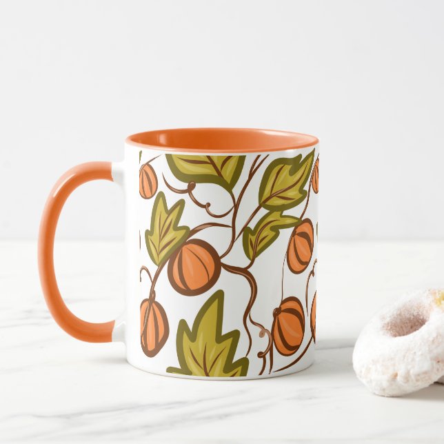   Pumpkin Autumn Hand Drawn Mug (With Donut)