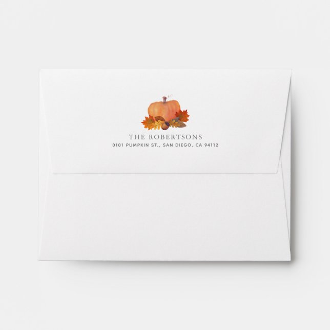 Pumpkin Autumn Leaves White Envelope (Back (Top Flap))