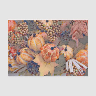 Pumpkin Autumn Orange Leaves Digital Painting Tissue Paper