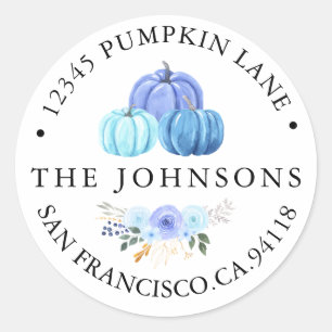 Pumpkin Autumn   Rustic Address Classic Round Sticker