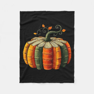 Pumpkin Autumn Season Book Lover Books Reading Hal Fleece Blanket