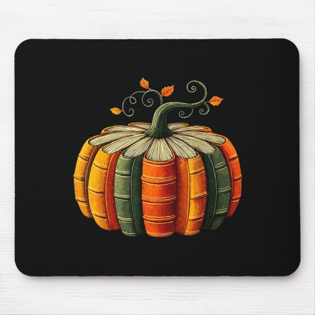 Pumpkin Autumn Season Book Lover Books Reading Hal Mouse Pad (Front)