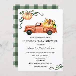 Pumpkin Autumn Truck Drive by Baby Shower Invitation