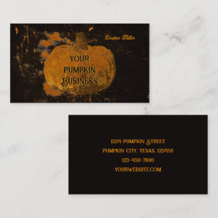 Pumpkin Autumn Vintage Orange Black Grunge Texture Business Card