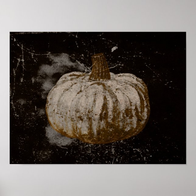 Pumpkin Autumn Vintage White Sepia Black Texture Poster (Front)