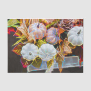 Pumpkin Autumn White Orange Glowing Tissue Paper