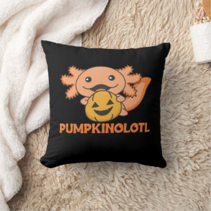 Pumpkin Axolotl Lovers Cute Animals For Halloween  Cushion