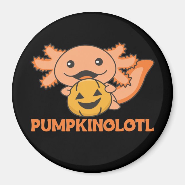Pumpkin Axolotl Lovers Cute Animals For Halloween  Magnet (Front)