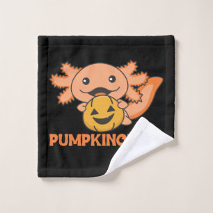 Pumpkin Axolotl Lovers Cute Animals For Halloween Wash Cloth