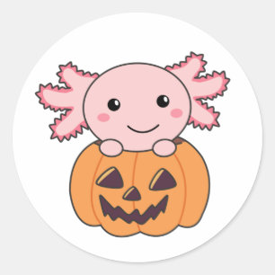 Pumpkin Axolotl Lovers Sweet Animals For Halloween Classic Round Sticker