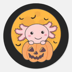 Pumpkin Axolotl Lovers Sweet Animals For Halloween Classic Round Sticker