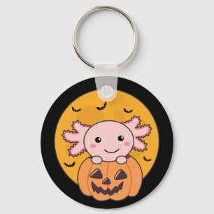 Pumpkin Axolotl Lovers Sweet Animals For Halloween Key Ring