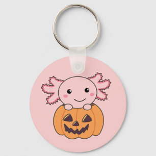 Pumpkin Axolotl Lovers Sweet Animals For Halloween Key Ring