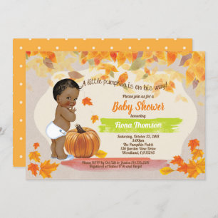 Pumpkin baby boy shower rustic vintage fall invitation