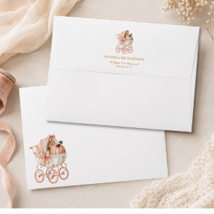 Pumpkin Baby Carriage Fall Baby Shower Envelope