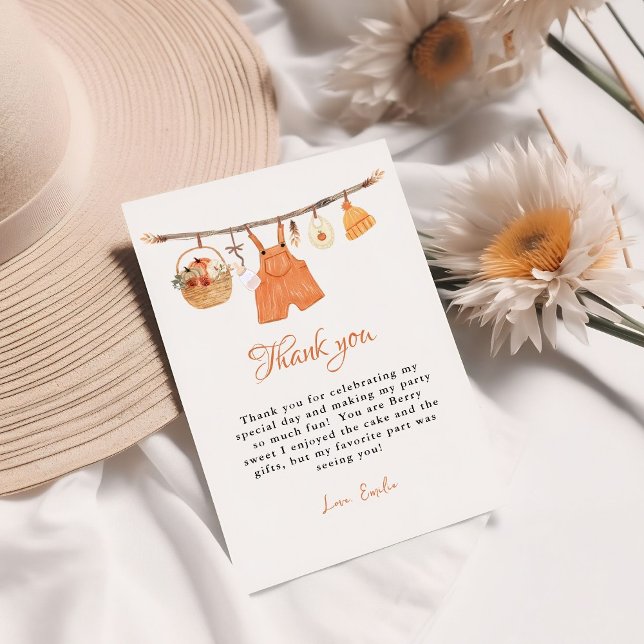 Pumpkin baby Clothes  Baby Shower Thank You Card (Creator Uploaded)