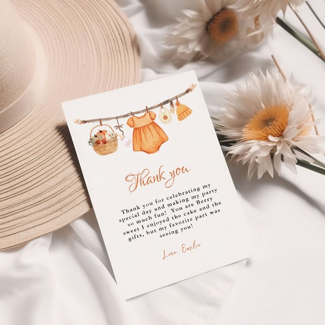 Pumpkin baby Clothes  Baby Shower Thank You Card (Creator Uploaded)