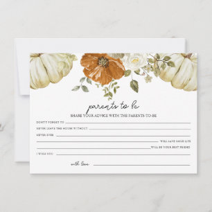 Pumpkin Baby Shower Advice for the Parents Card