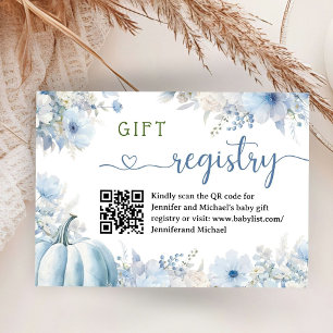 Pumpkin Baby Shower Blue Boy Gift Registry Card