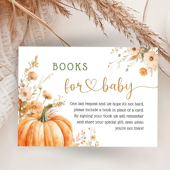 Pumpkin Baby Shower Blush Pink Fall Books for Baby Enclosure Card (Creator Uploaded)