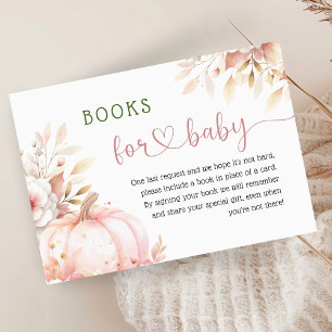 Pumpkin Baby Shower Blush Pink Fall Books for Baby Enclosure Card