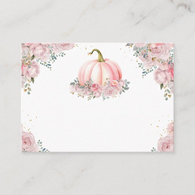 Pumpkin Baby Shower Blush Pink Fall Diaper Raffle Enclosure Card (Front)