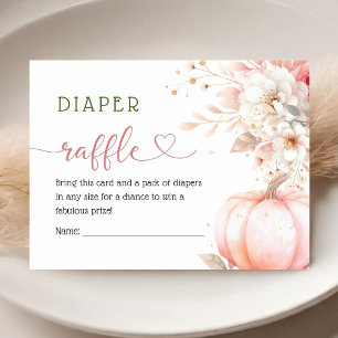 Pumpkin Baby Shower Blush Pink Fall Diaper Raffle Enclosure Card