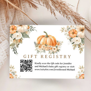 Pumpkin Baby Shower Boho Fall Gift Registry Card
