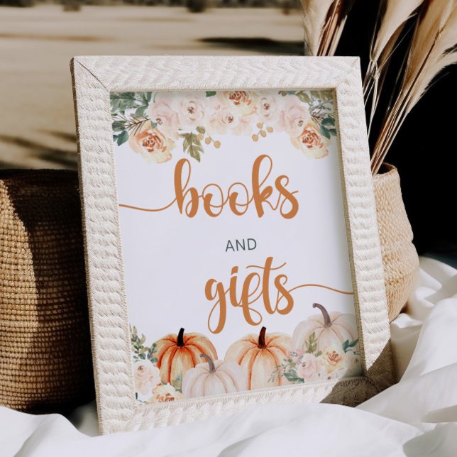 Pumpkin Baby Shower Books And Gifts Sign (Creator Uploaded)